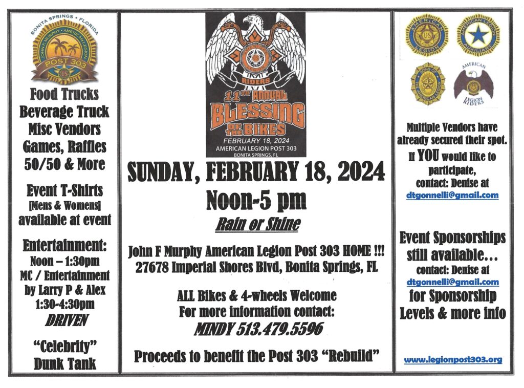 Post Events Calendar – American Legion Post 303