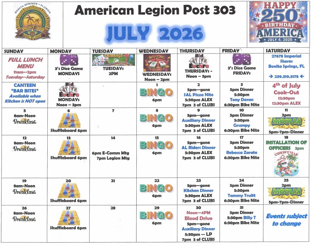 July events calendar