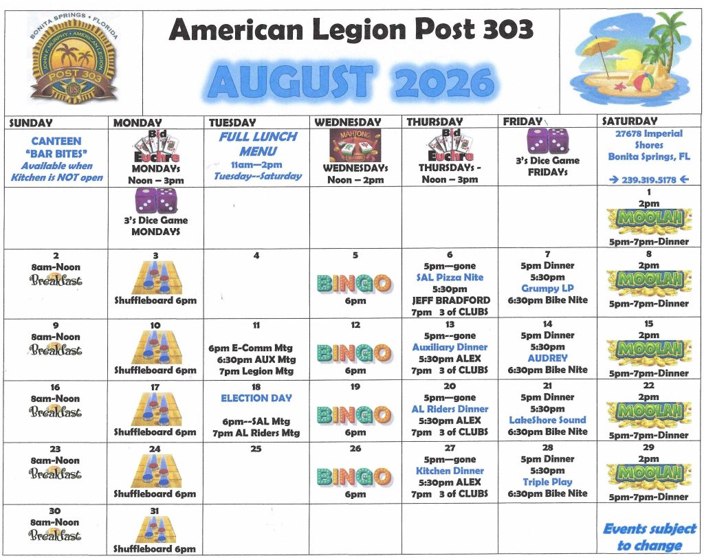 august events calendar