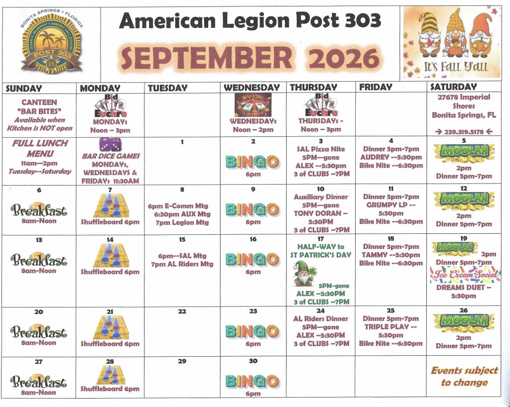 September events calendar